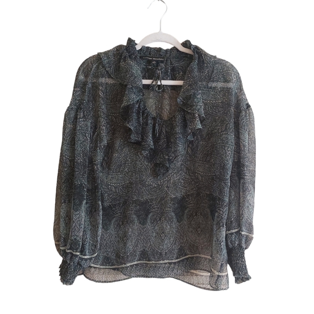 Catherine Malandrino Long Sleeve Sheer Top- XS